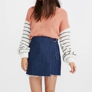 Madewell 4 Raw Hem Mini Wrap Denim Jean Skirt‎